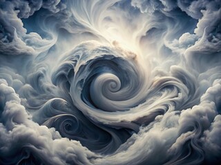 Obraz premium Ethereal Gray Smoke Abstract - Mystical Fluid Motion in Monochrome Art