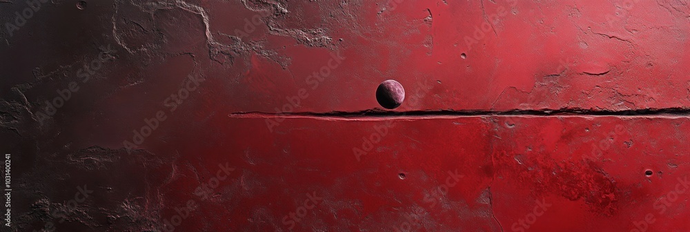 Poster a soft gradient of crimson and violet hues on a textured surface with a single, perfectly round sphe