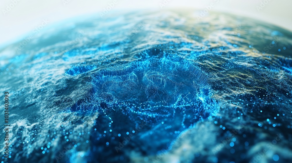 Poster digital earth surface - abstract 3d , showcasing a futuristic and dynamic representation of our plan