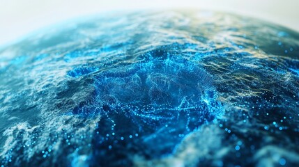 Digital Earth Surface - Abstract 3D , showcasing a futuristic and dynamic representation of our planet with glowing lines and points, symbolizing connectivity, data flow, and technology.