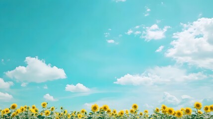 Clear Blue Sky with Fluffy Clouds