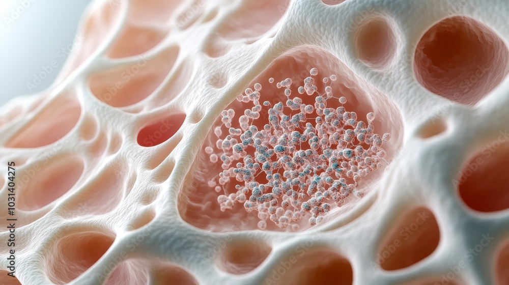 Poster microscopic view of a cell nucleus showcasing a detailed look at the intricate structure and compone