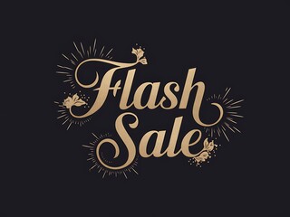 Golden "Flash Sale" Text with Ornamental Design
