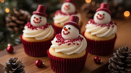 Festive snowman cupcakes for holiday celebrations
