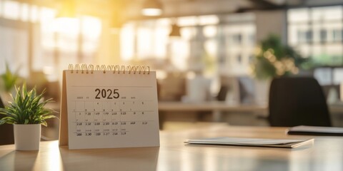 2025 calendar on the table