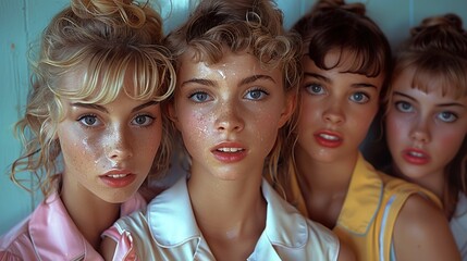 Fototapeta premium Group Portrait of Young Women Smiling Together
