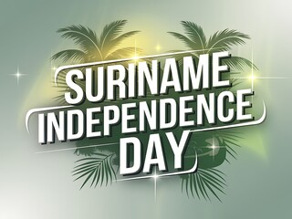 Obraz premium Suriname Independence Day Graphic with Palm Trees and Shining Stars