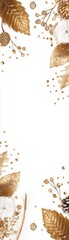 Elegant gold and white border design with leaves and berries, perfect for invitations and stationery.