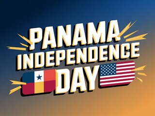 Panama Independence Day Celebration with Flags