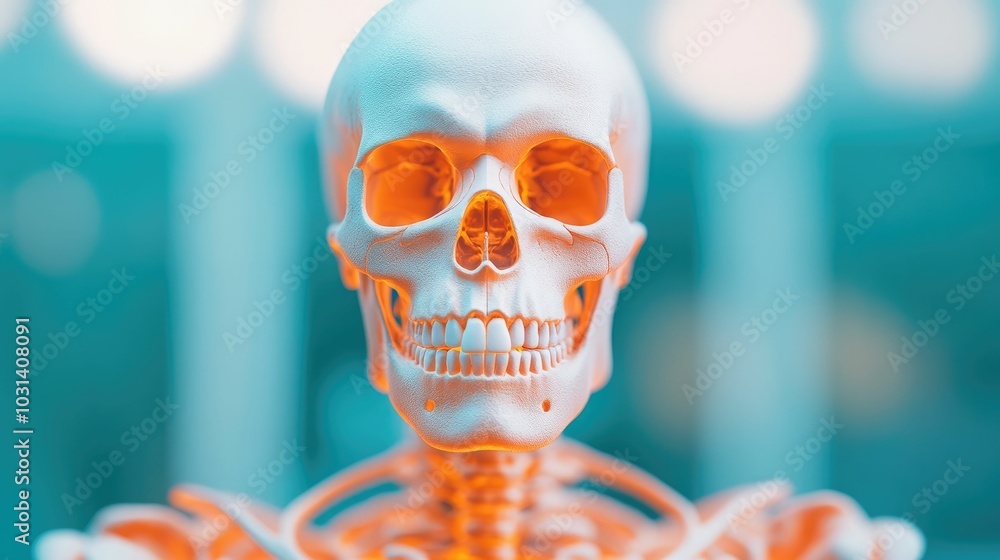 Poster detailed 3d rendering showcasing the intricate calcium pathways illuminating the skeletal structure 
