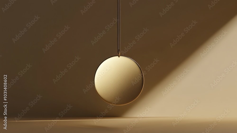 Poster elegant gold pendant in minimalistic setting highlighting light and shadow