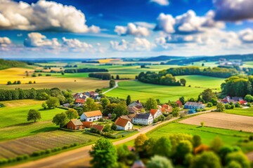 Obraz premium Flat Europe Day Background with Tilt-Shift Effect for Travel and Landscape Photography