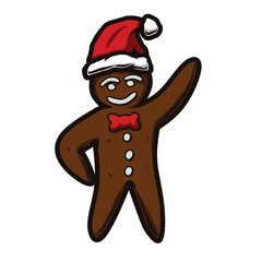 Gingerbread man wearing hat vector drawing