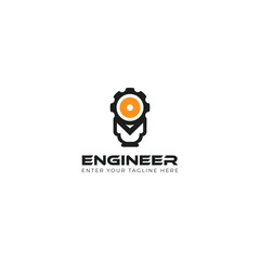 Gear mascot logo design with engineer mascot. Logo engineering concept 