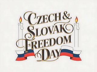 Czech and Slovak Freedom Day Illustrated with Flags and Candles