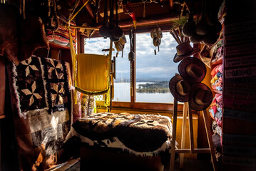 Traditional souvenirs gift shop in the road to Los Molinos reservoir in Villa Ciudad Parque in Cordoba, Argentina