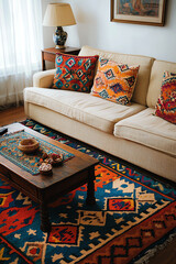 Cozy living room with colorful decor