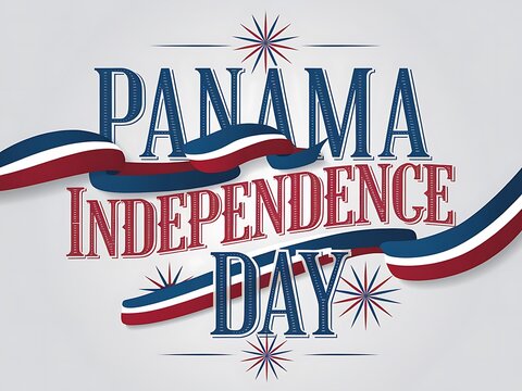 Panama Independence Day Celebration with Flag Ribbons and Stars - Powered by Adobe