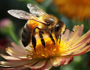 Abeja trabajando en un panal de miel