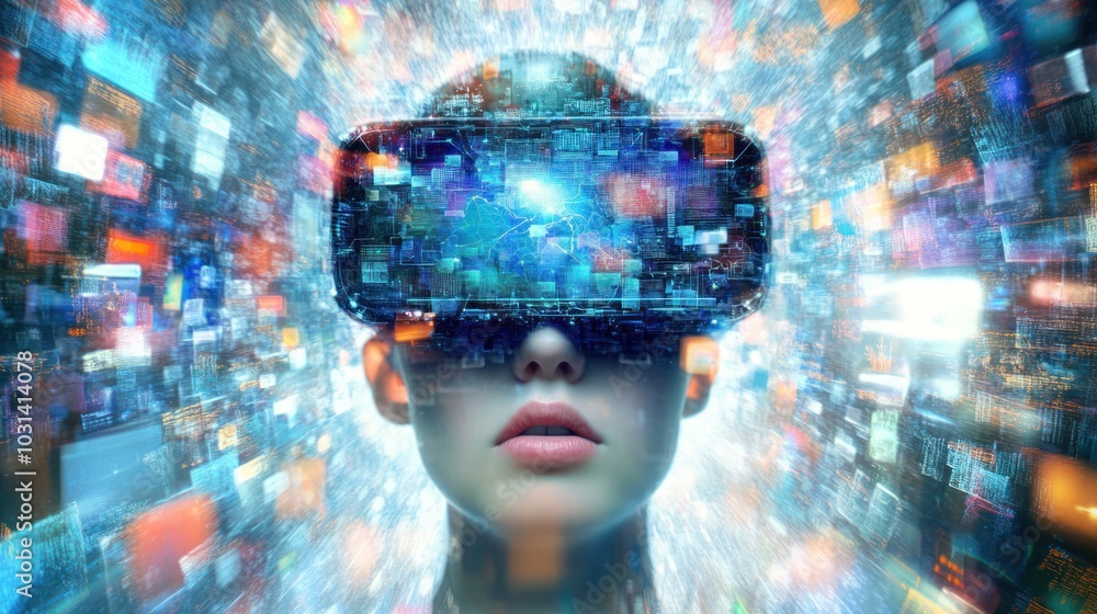 Poster pixel digital heads create futuristic abstract displays, artificial intelligence and virtual reality