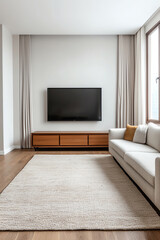 Modern living room with cozy furnishings.