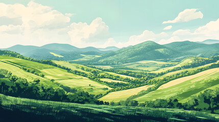 Obraz premium Green Hills cartoon