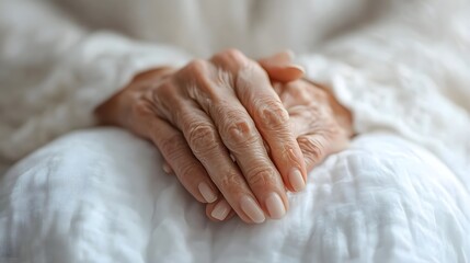 Aged, wrinkled hands turning into youthful, soft skin in a smooth transition, symbolizing beauty, skincare, and age renewal