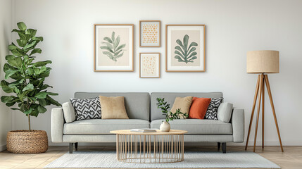 Naklejka premium Modern living room with plant decor