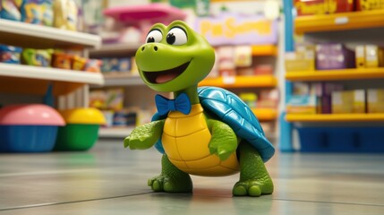 Colorful Toy Turtle in Bright Store Environment