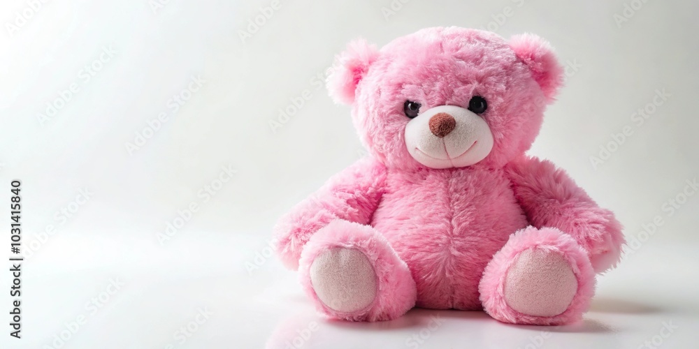 Wall mural soft and adorable bear with pink and fluffy appearance