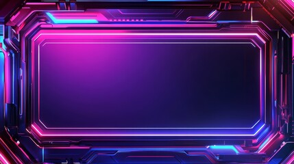Obraz premium Futuristic Neon Frame with Blue and Pink Glowing Lines for Tech Presentation