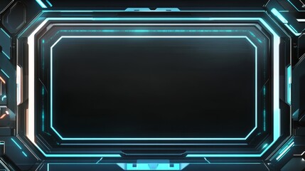 Futuristic Tech Frame with Neon Lights and White Space for Design