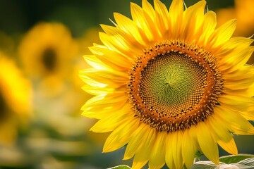 Obraz premium A sunflower in bloom, its petals radiating outward like the sun