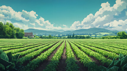 Green Vegetable Fields cartoon