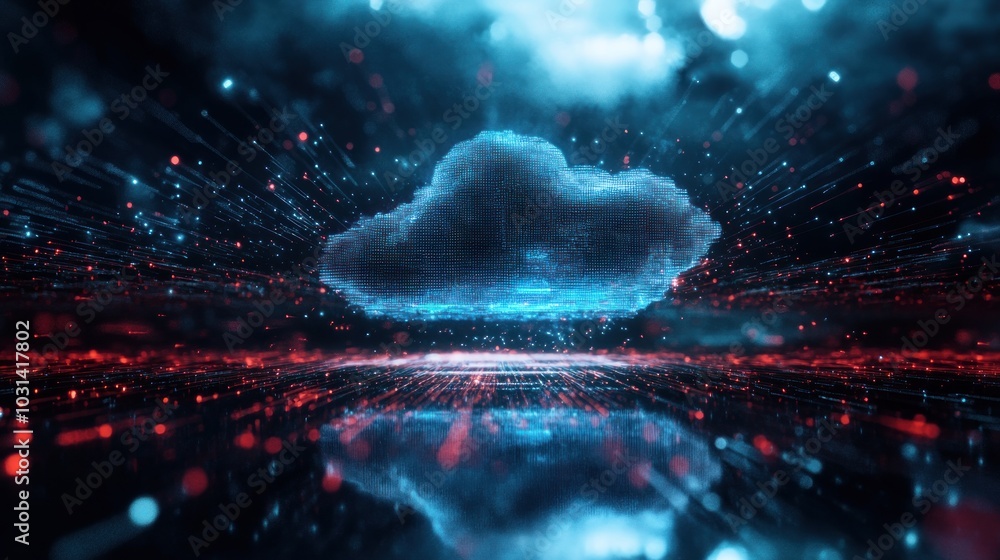 Poster futuristic information technology web hologram digital cloud icon abstract code background