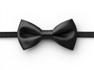A classic black bow tie, neatly tied, isolated on a white background 