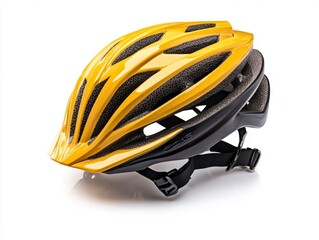 Fototapeta premium A detailed bicycle helmet with straps, isolated on a white background