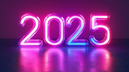 Bright Neon 2025 Sign for New Year Celebrations