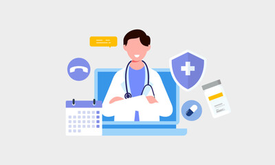 Telemedicine concept vector illustration. Doctor concept