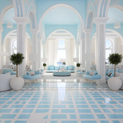 Interior of a hotel in Mediterranean riviera