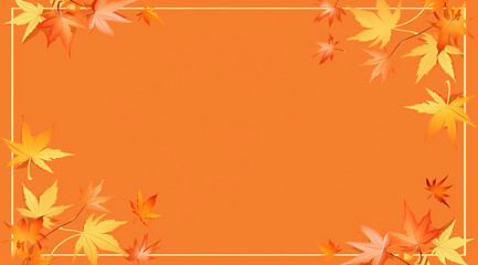 simple and cute design of the autumn leaves frame, with an orange background color, a rectangular shape