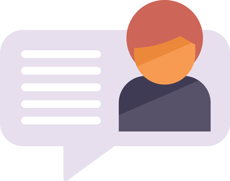 Flat vector illustration of a speech bubble with a portrait for online communication concept