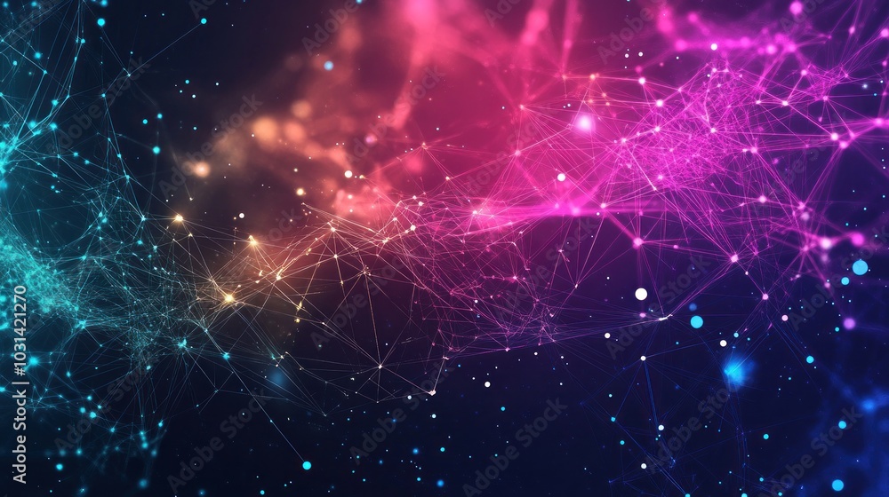 Poster cyber ​​abstract futuristic technology digital dots background built with different particles
