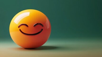 Fototapeta premium A large, 3D red emoji positioned off-center to the left with a sleepy expression, eyes half-closed and a small yawn, on a smooth green background with plenty of copy space on the right. 