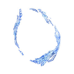 watercolor drawing water splash isolated at white background, hand drawn illustration