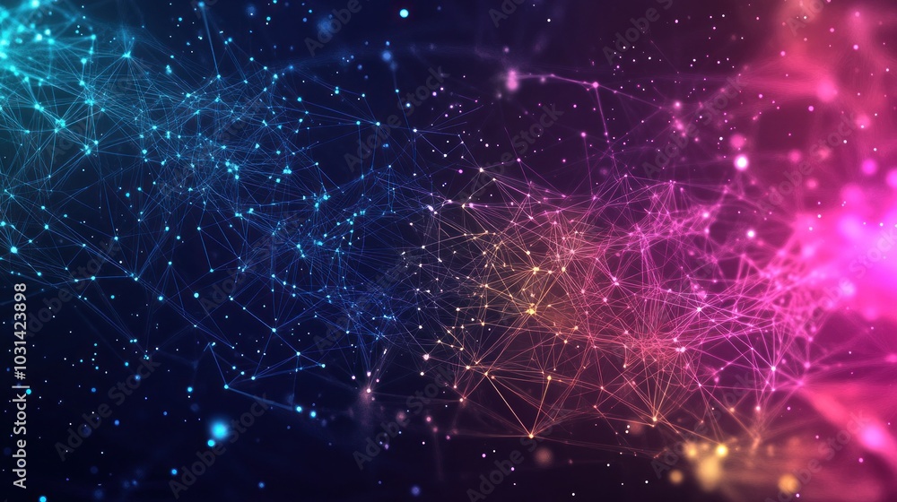 Poster cyber ​​abstract futuristic technology digital dots background built with different particles