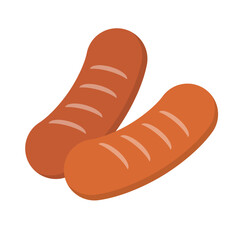 Flat design sausages icon. Vector.