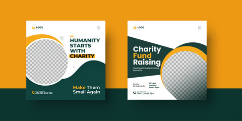 Charity Square social media post template design. or Charity Kids help donate social media posts and web banner template
