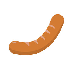 Flat design grilled sausage. Vector.
