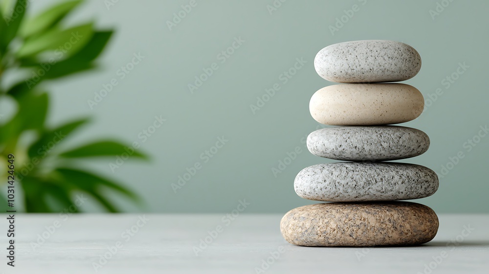 Aufkleber balancing nature and serenity a stack of smooth stones representing tranquility and harmony in the n